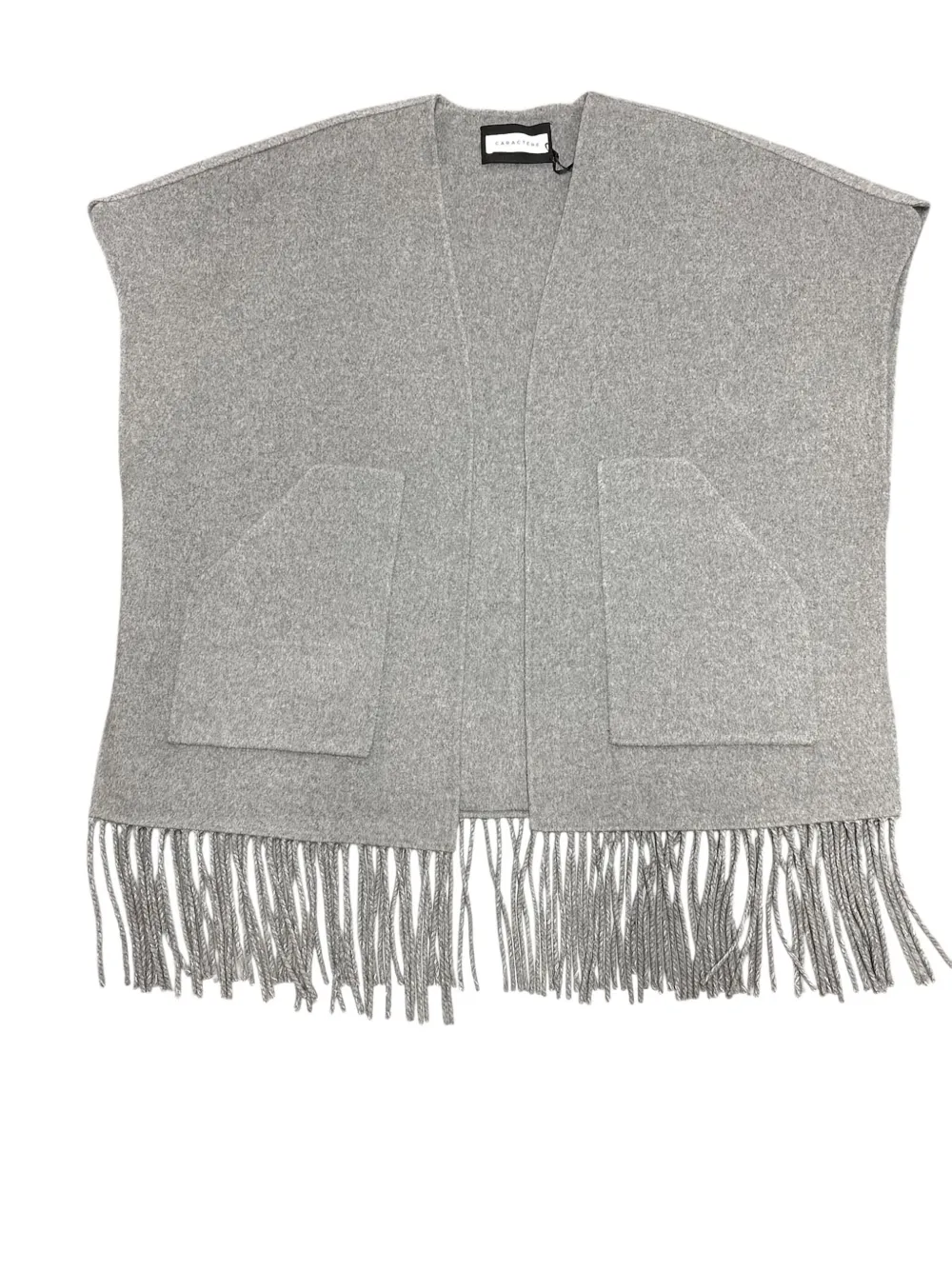 Caractere Pocket Fringed Cape In Animal Print