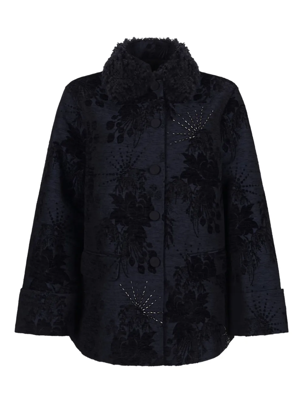 Hui Milano Floral Beaded Jacket In Blue