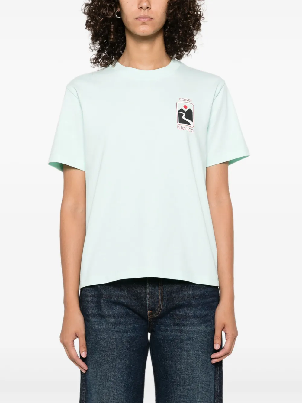Casablanca Sunset Valley T-shirt met print Blauw