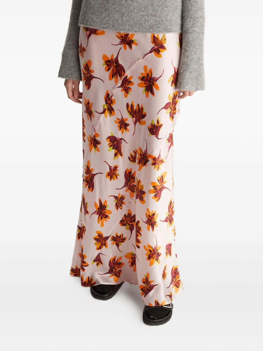 Lee Mathews Franz Floral-print Maxi Skirt In Pink