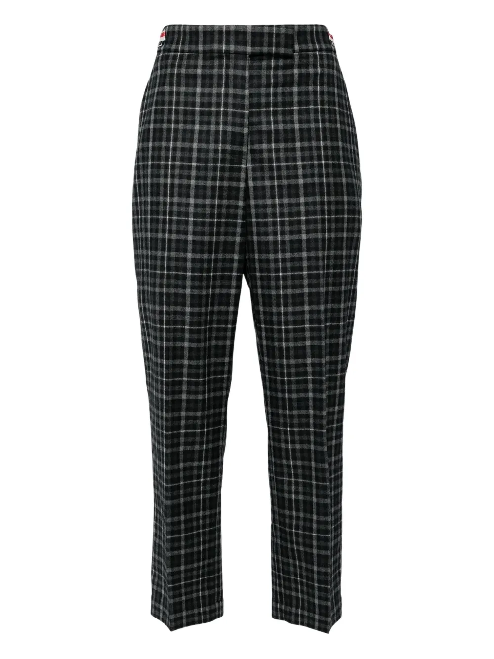 Thom Browne Plaid-check Tailored Trousers In Gray