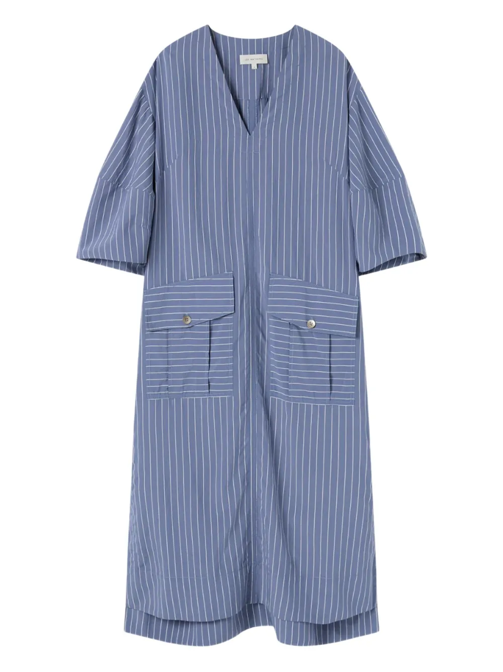 Lee Mathews Striped Midi Dress In Blue