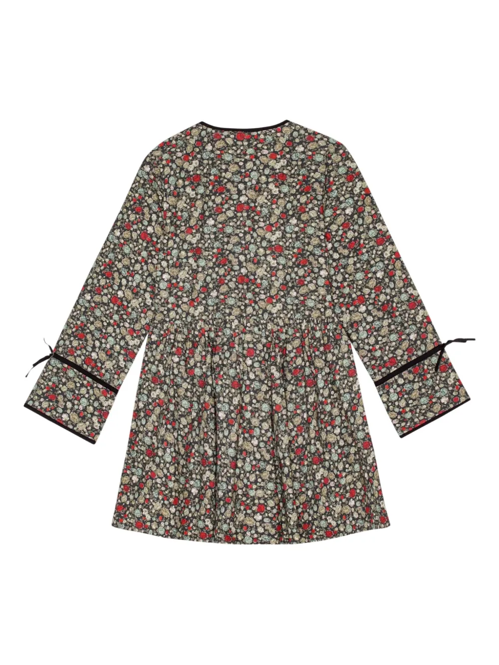 GANNI Jurk met bloemenprint en strikdetail - Groen