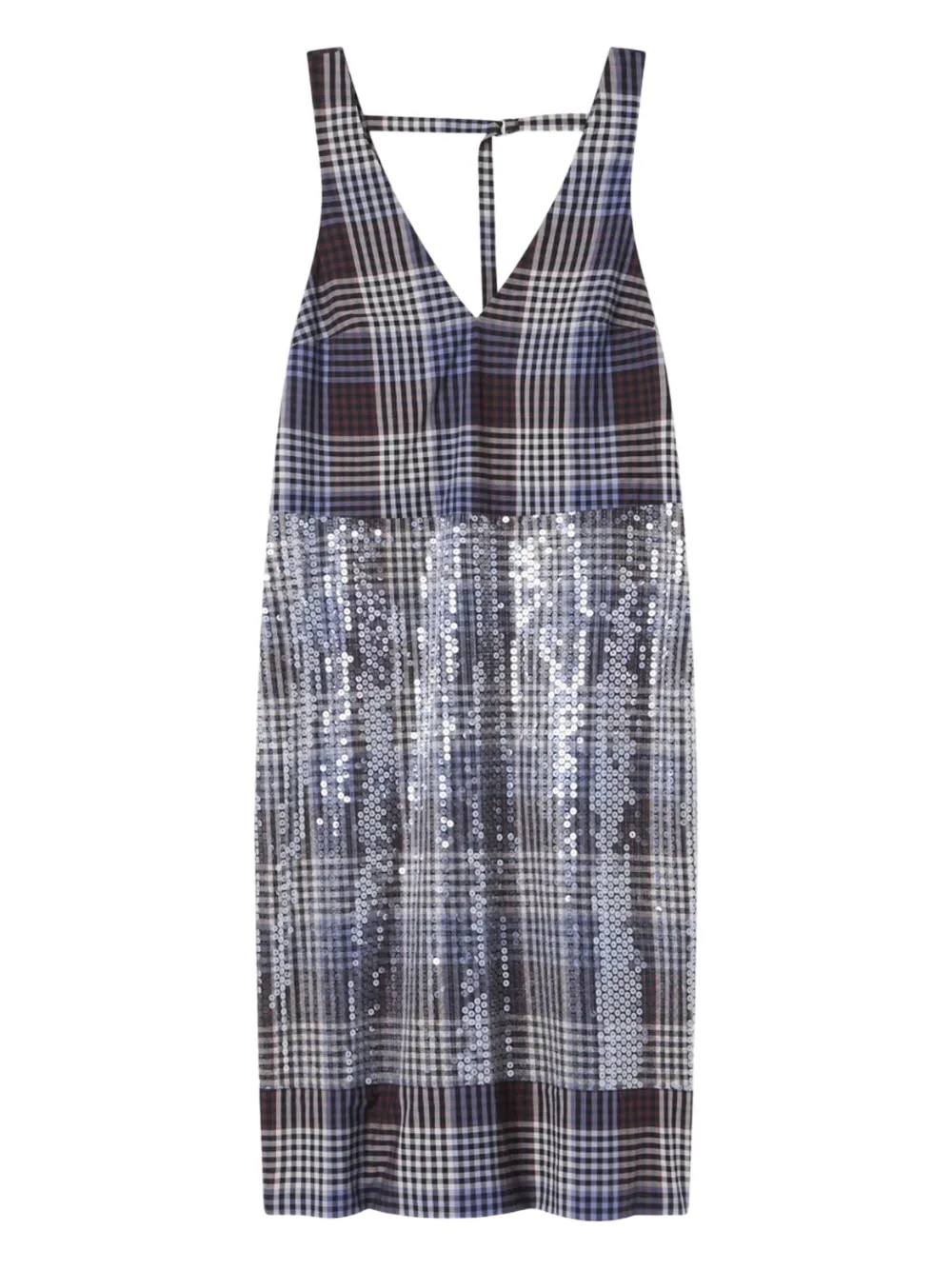 Lee Mathews Wren checked sequin-embellished midi dress | Grey | Image 1