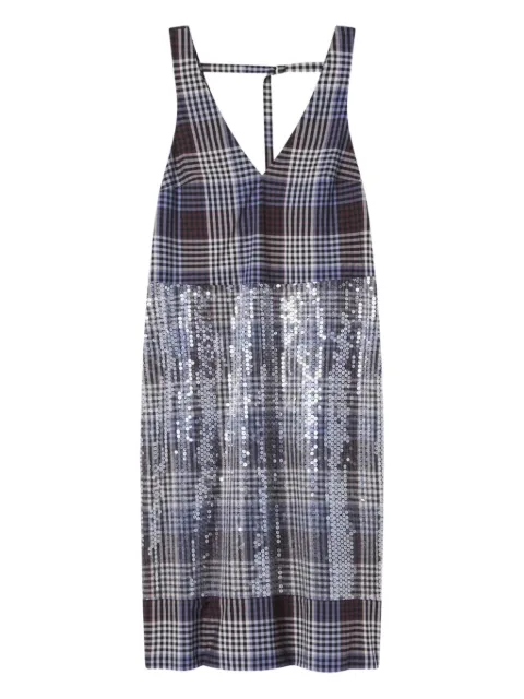 Lee Mathews Wren checked sequin-embellished midi dress