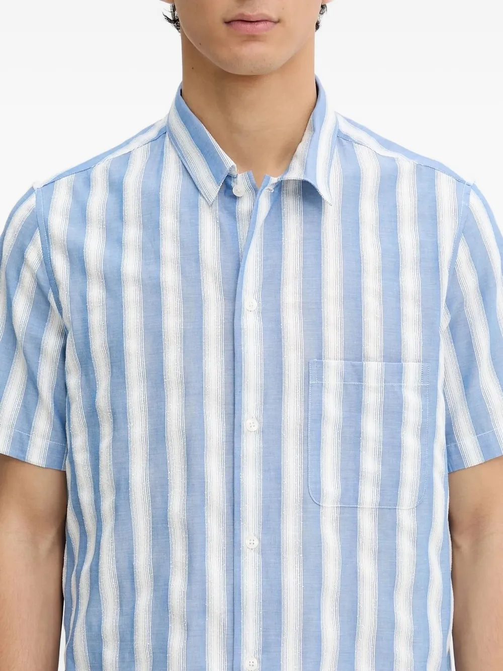 SAMSOE Saavan stripe short-sleeve shirt Blauw