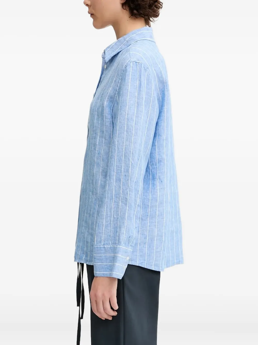 SAMSOE SAMSOE Gestreept linnen blouse - Blauw