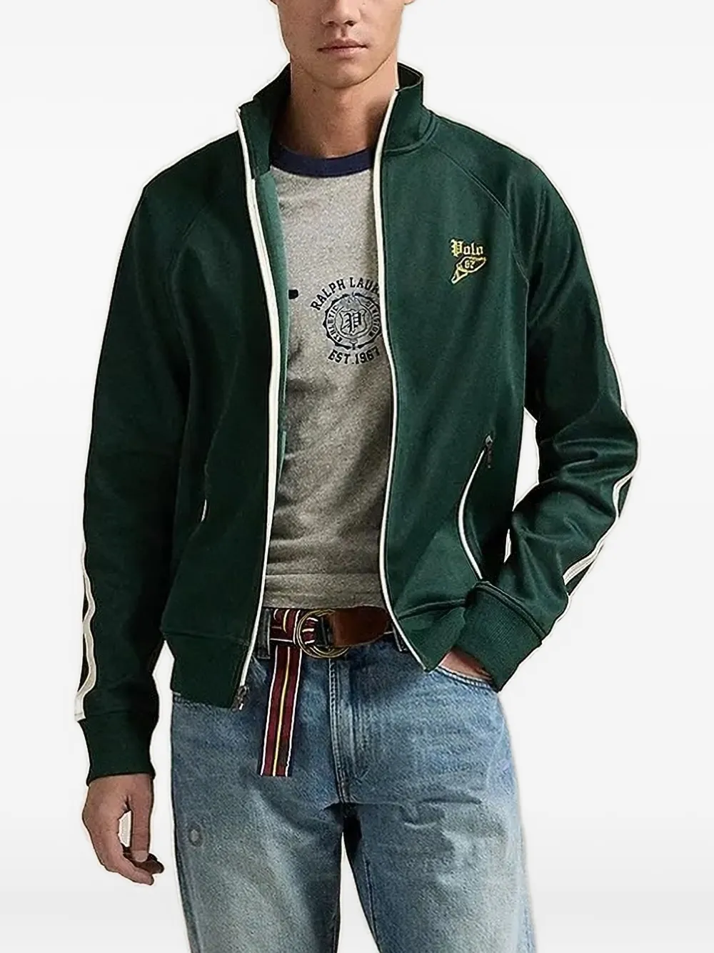Polo Ralph Lauren track stripe sweater | Green | Image 1