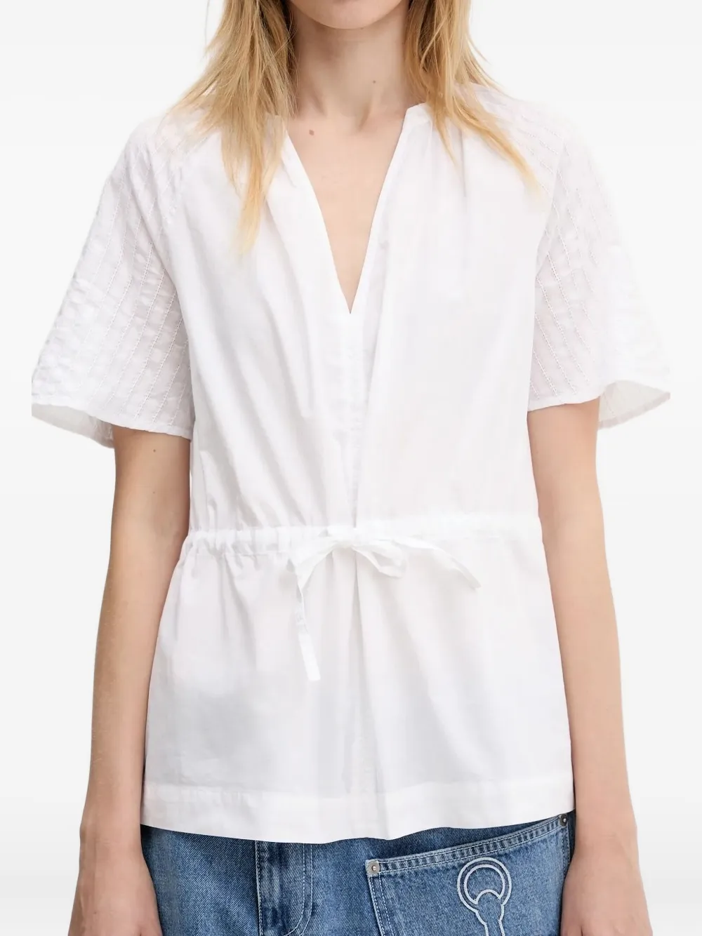 Samsoe & Samsoe Satoma Embroidered Drawstring Blouse In White