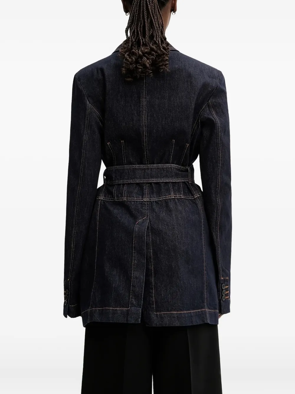 Sportmax Domino Belted Denim Blazer In Black