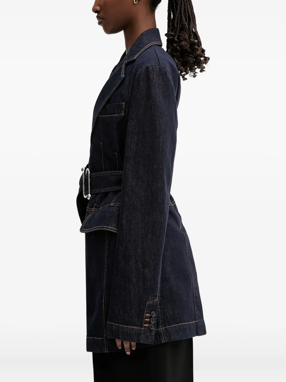 Sportmax Domino Belted Denim Blazer In Black