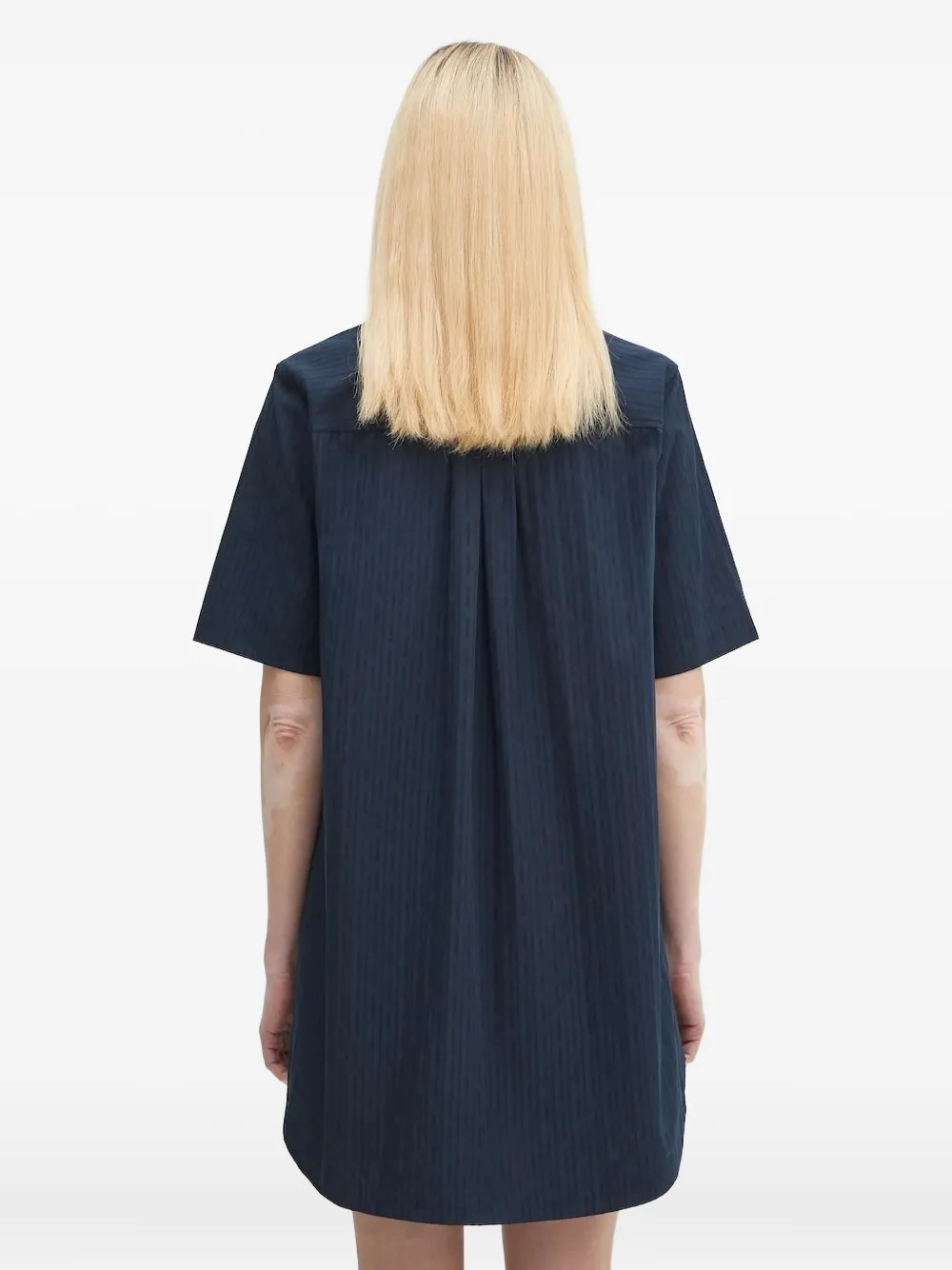 SAMSOE pinstripe short-sleeve shirt dress Blauw