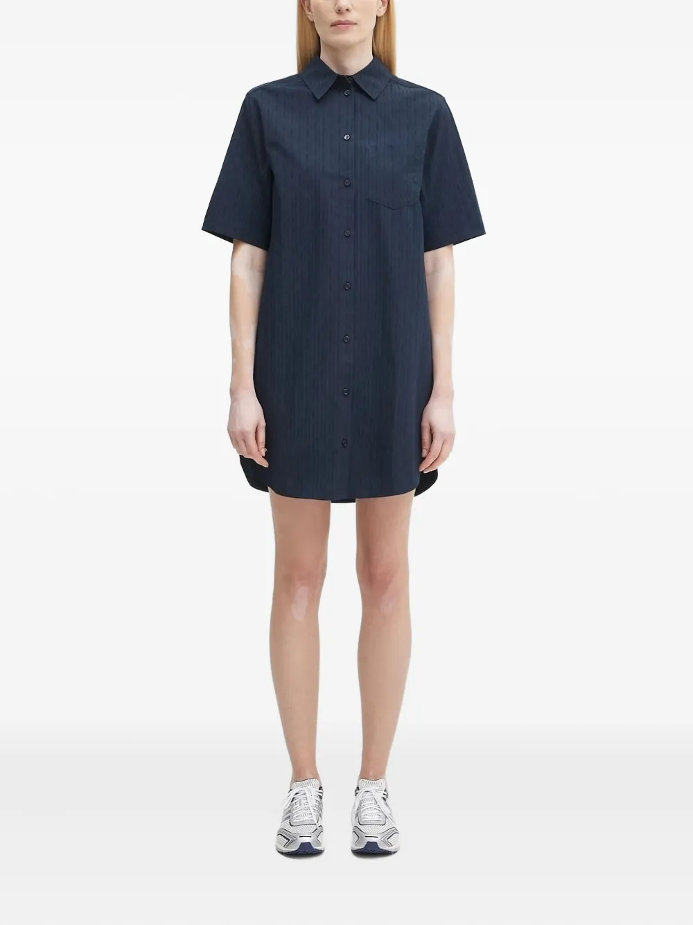 SAMSOE SAMSOE pinstripe short-sleeve shirt dress | Blue | Image 1
