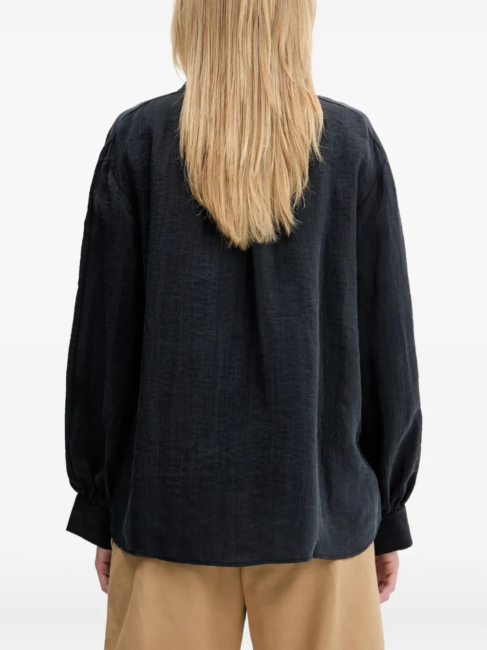 SAMSOE Blouse met ballonmouwen en ruches Zwart