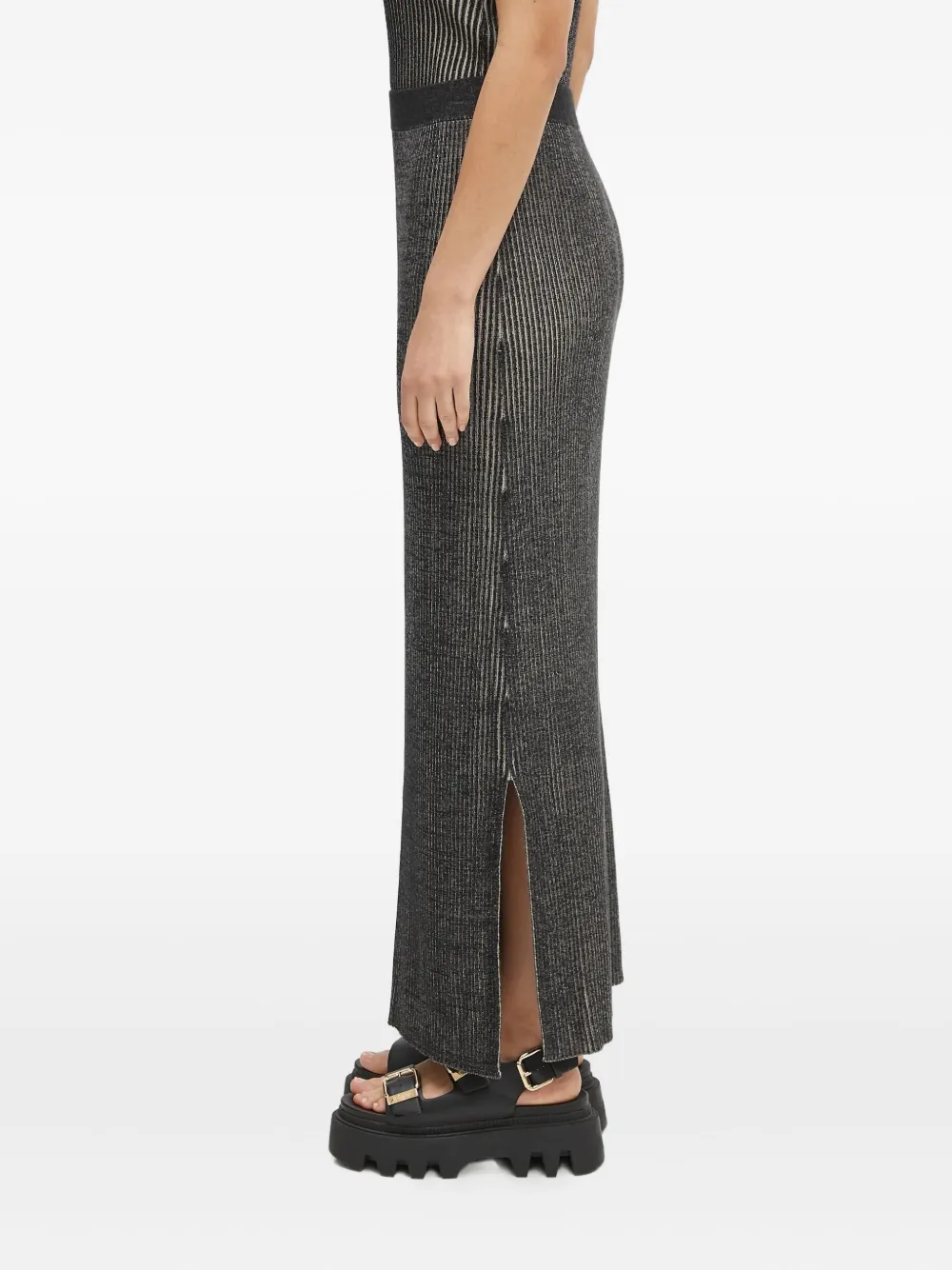 Samsoe & Samsoe Ribbed-knit Maxi Skirt In Black