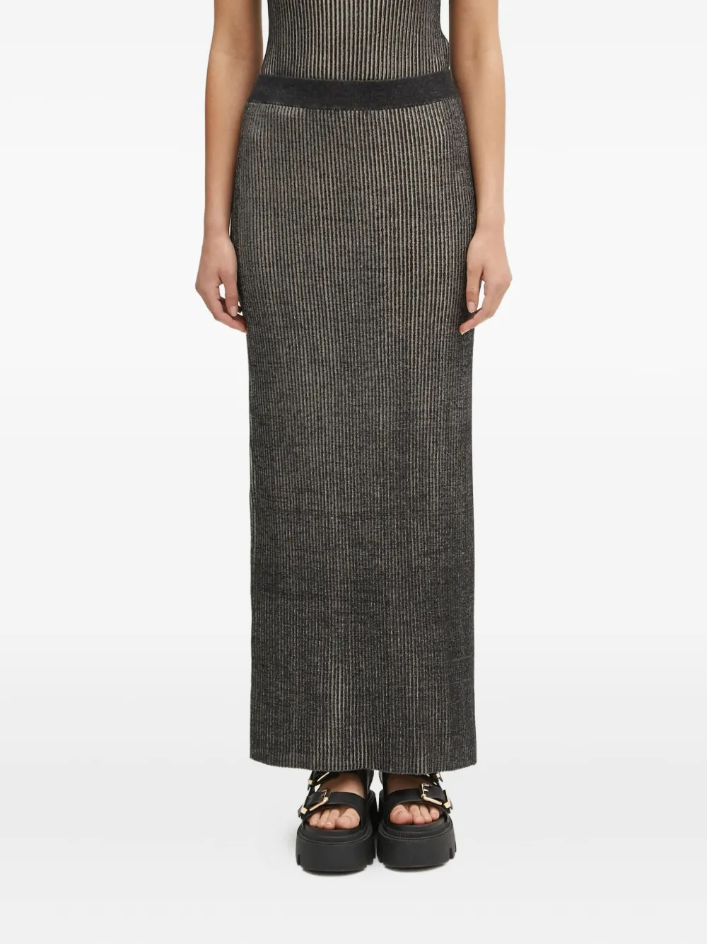 Samsoe & Samsoe Ribbed-knit Maxi Skirt In Black