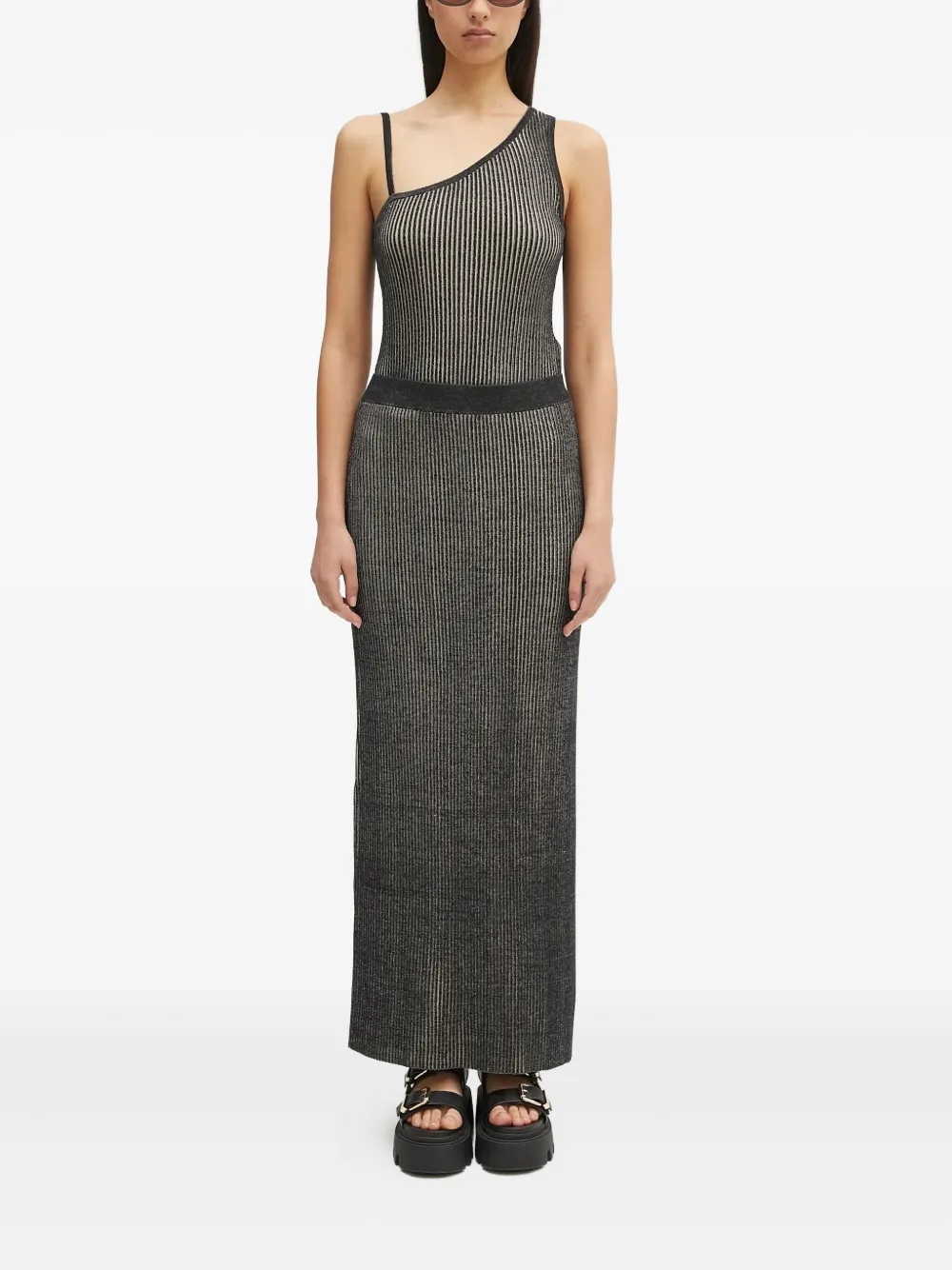 Samsoe & Samsoe Ribbed-knit Maxi Skirt In Black