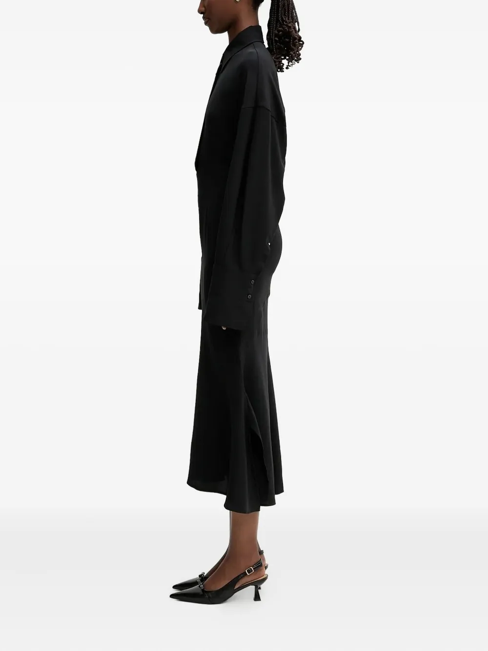 Sportmax Flared midi-jurk met shirtkraag - Zwart