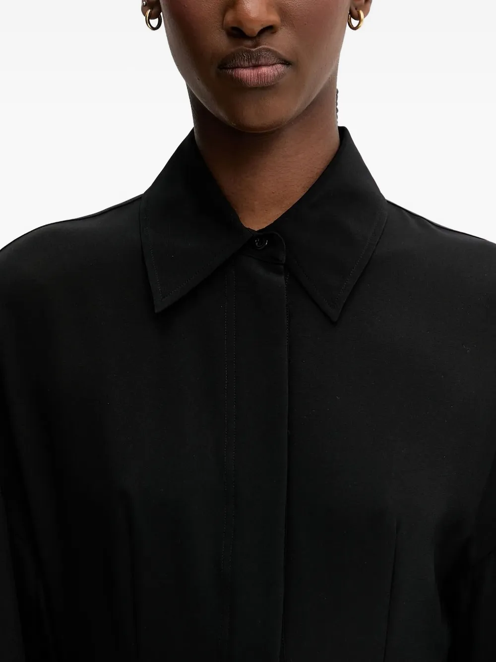 Sportmax shirt-collar flared midi dress Zwart