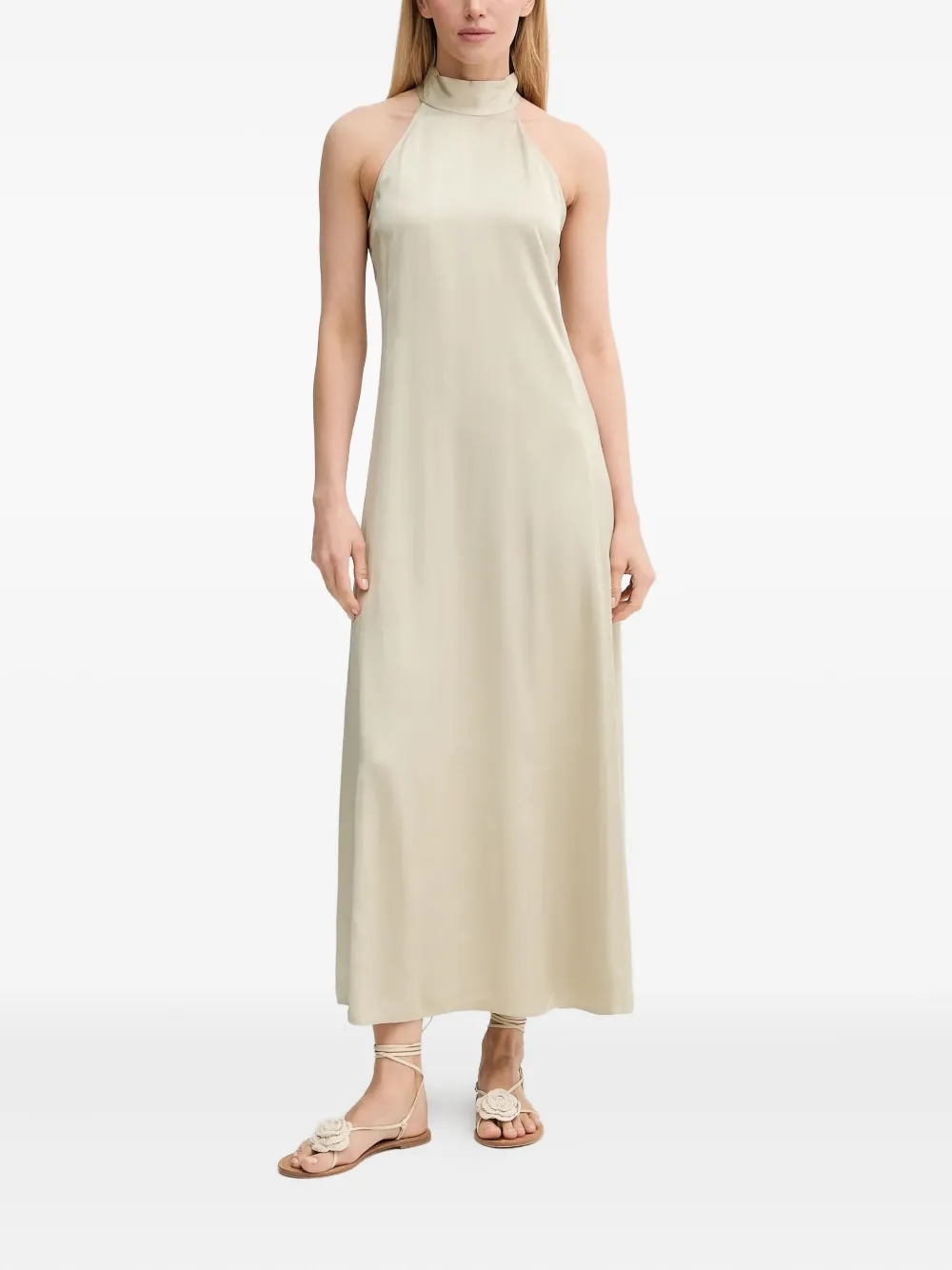 SAMSOE harterneck midi dress Beige