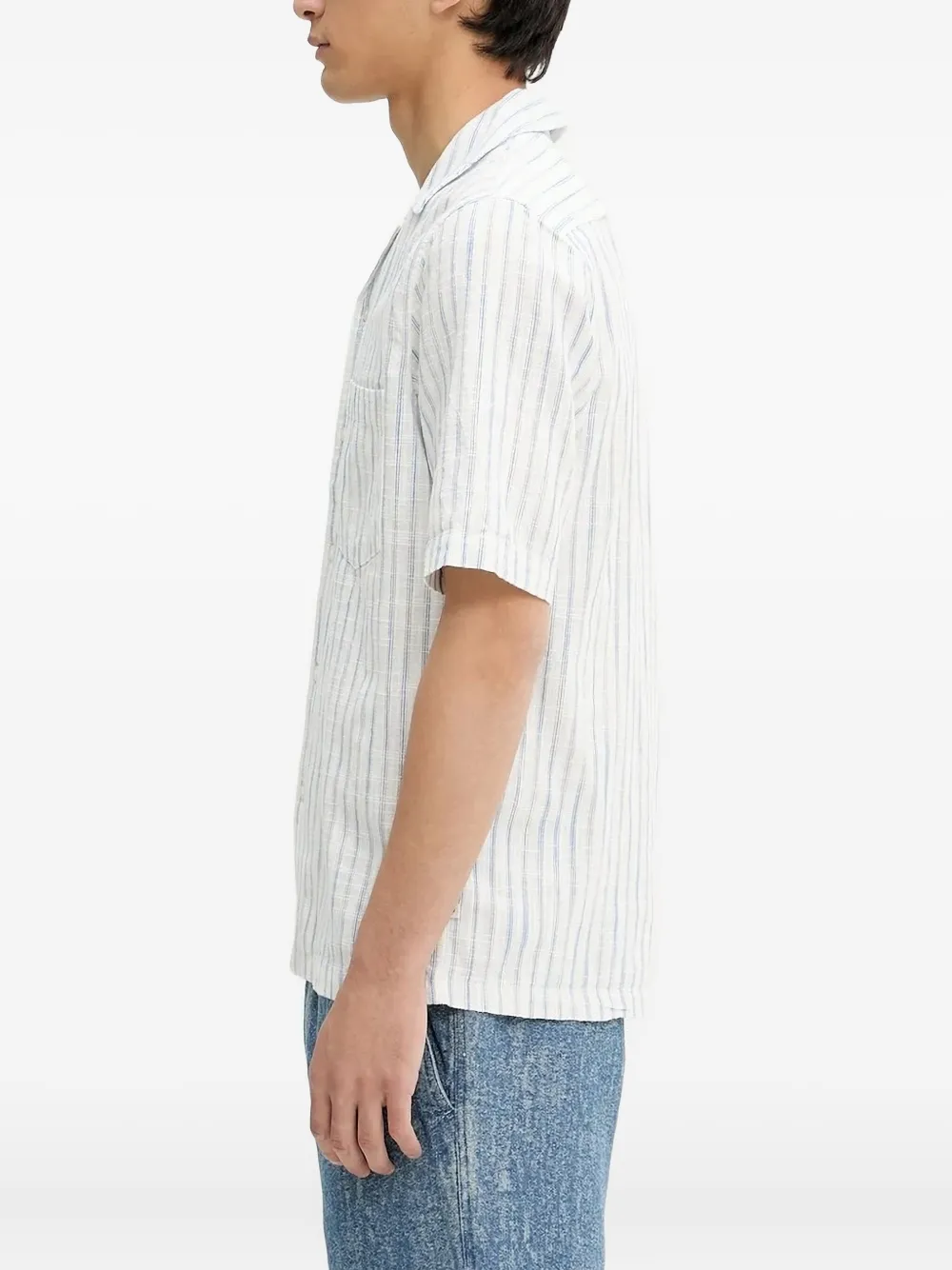 Samsoe & Samsoe Saoscar Ap Striped Short-sleeve Shirt In White