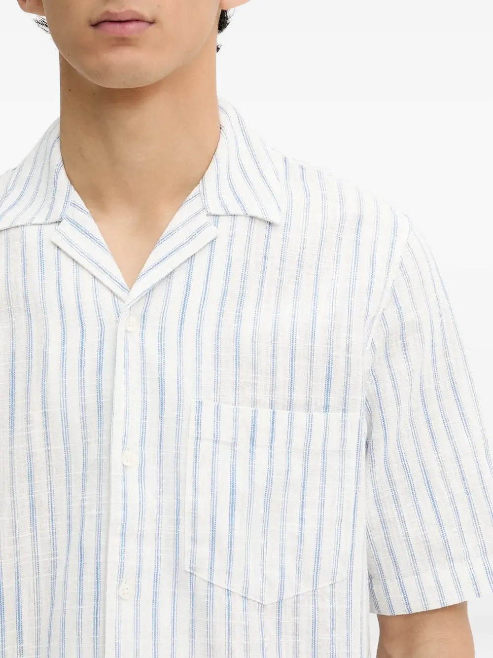 Samsoe & Samsoe Saoscar Ap Striped Short-sleeve Shirt In White