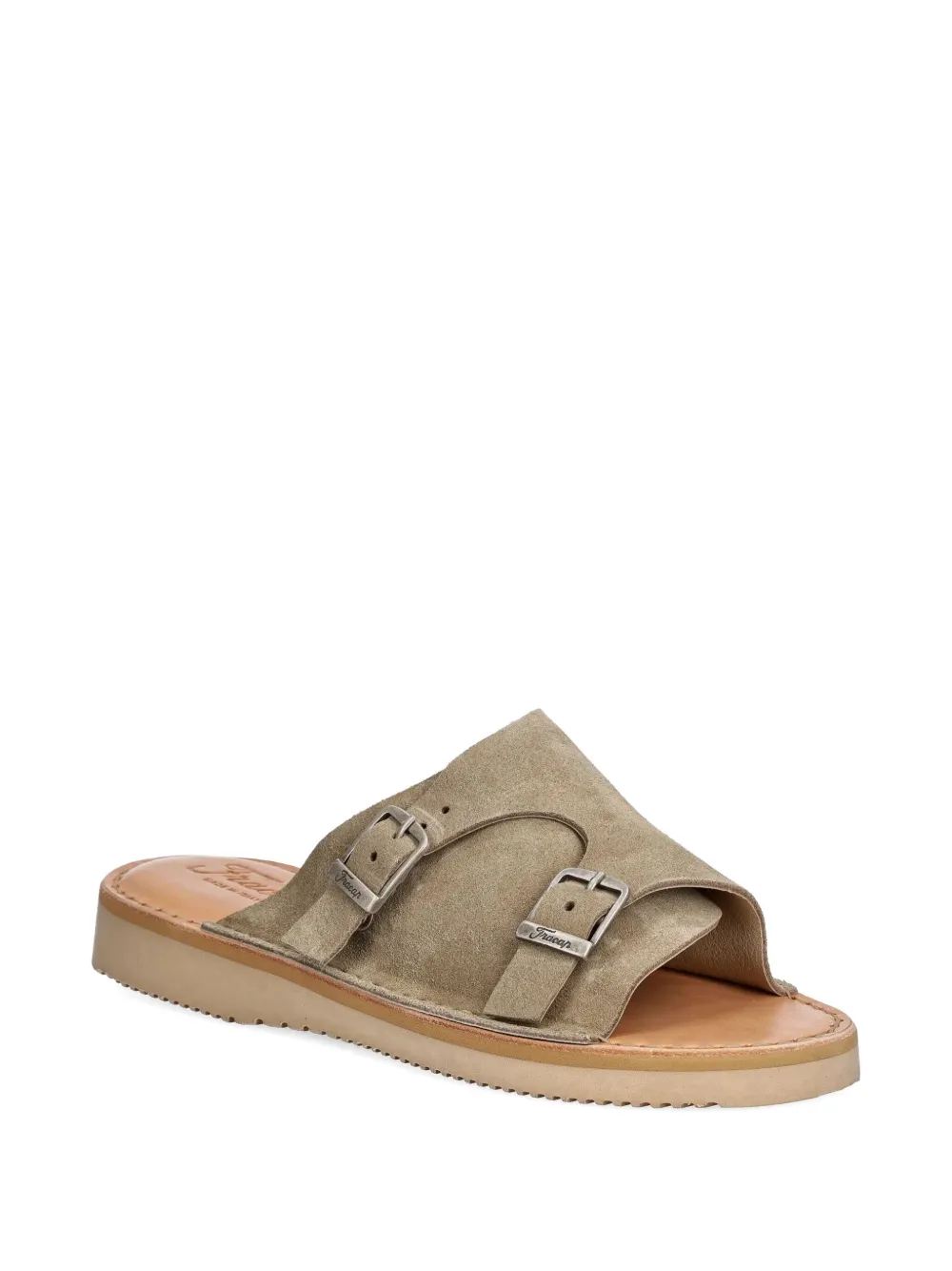 Fracap D110 double-buckle suede sandals Neutrals