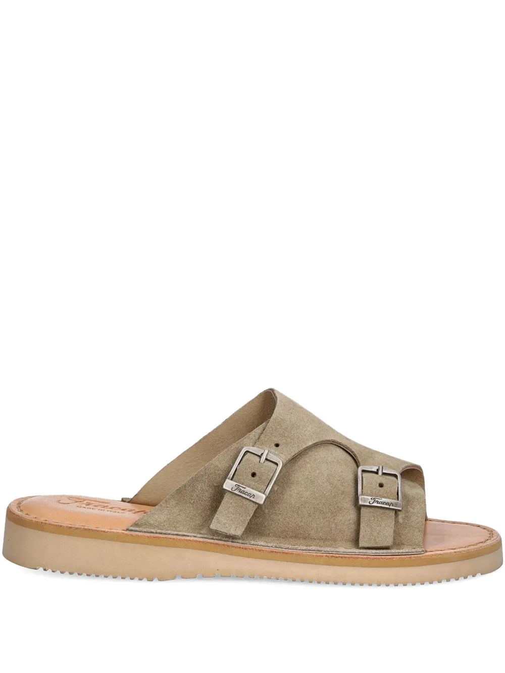 Fracap D110 double-buckle suede sandals Neutrals