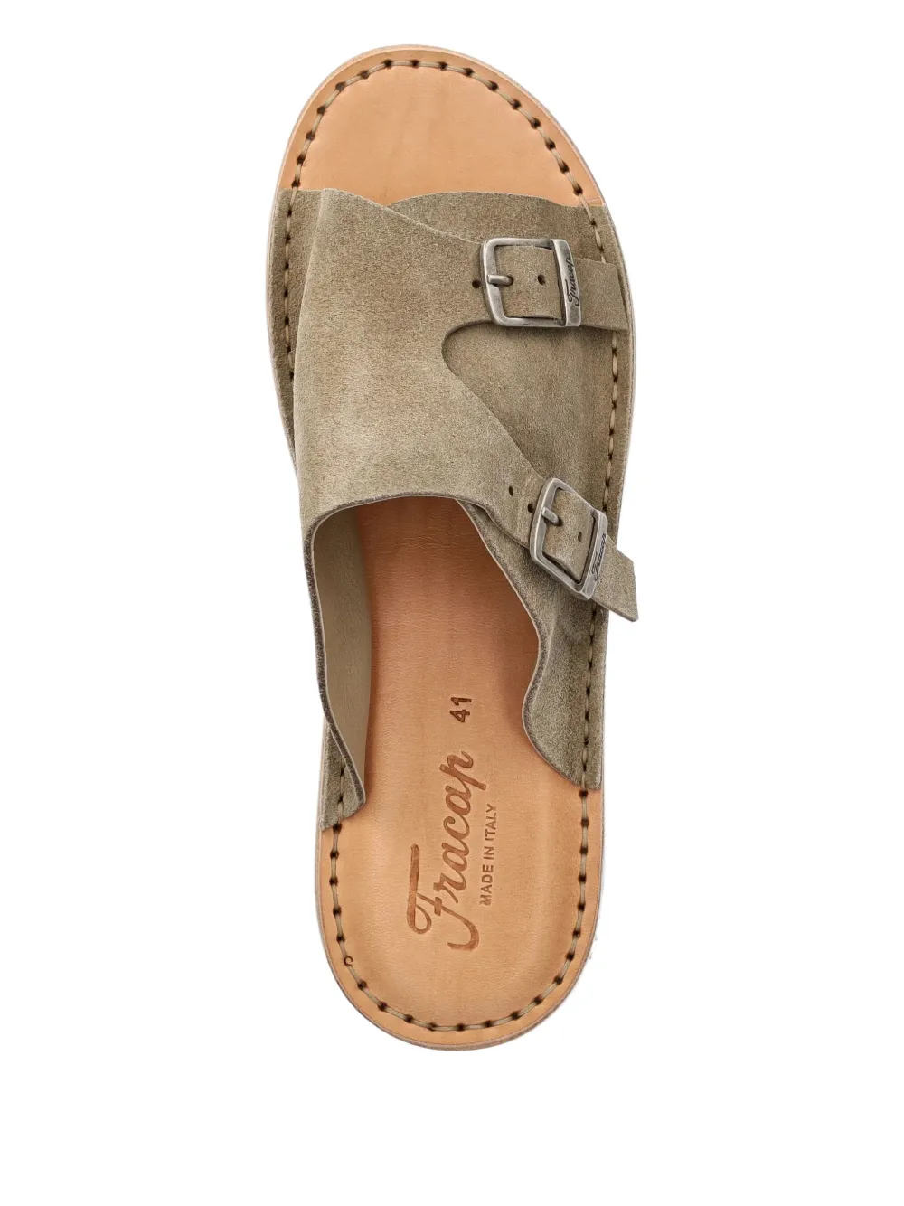 Fracap D110 double-buckle suede sandals Neutrals