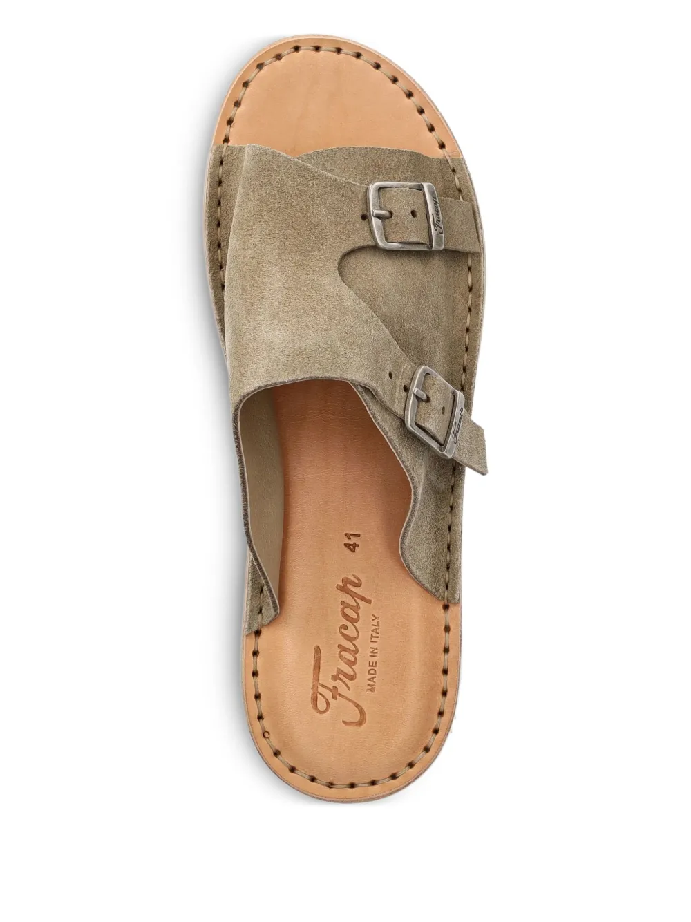 Fracap D110 double-buckle suede sandals Neutrals
