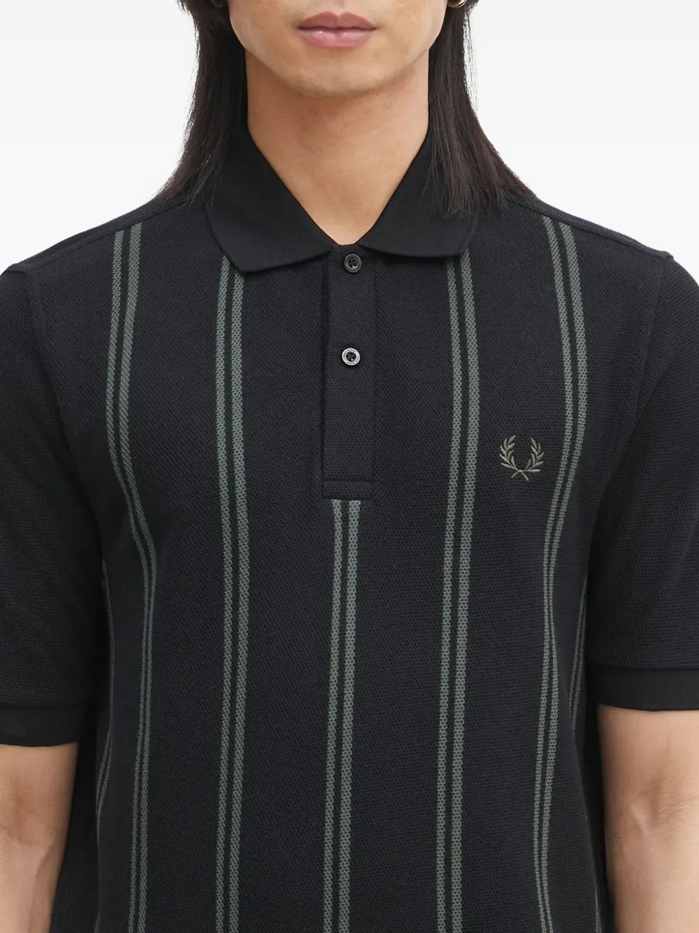 Fred Perry Gestreept poloshirt Zwart