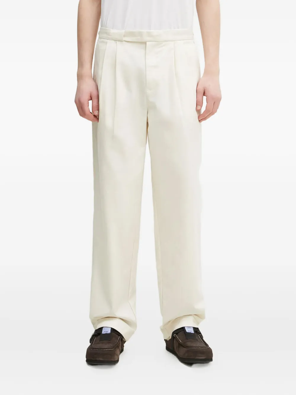 Fred Perry Pleated-front Trousers In White