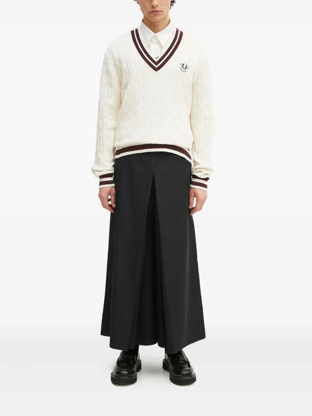 Fred Perry Kabelgebreide trui - Wit