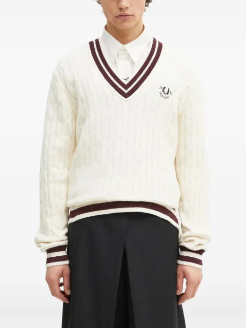 Fred Perry cable-knit V-neck sweater