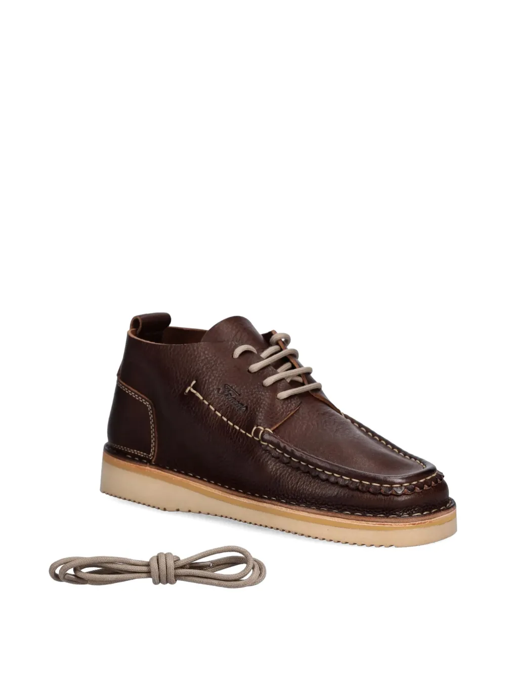 Fracap Leather Lace-up Moccasin Boots In Brown