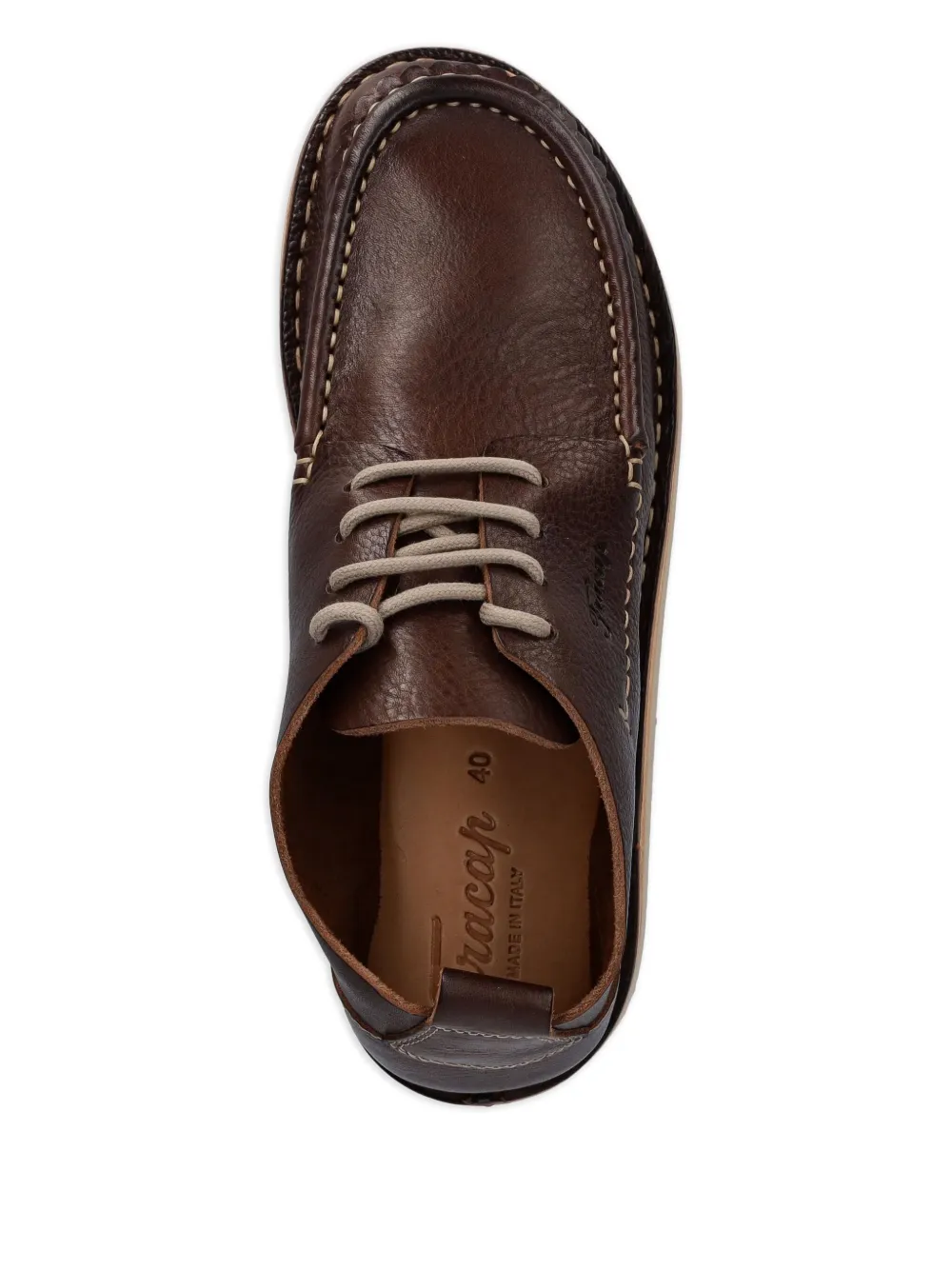 Fracap Leather Lace-up Moccasin Boots In Brown