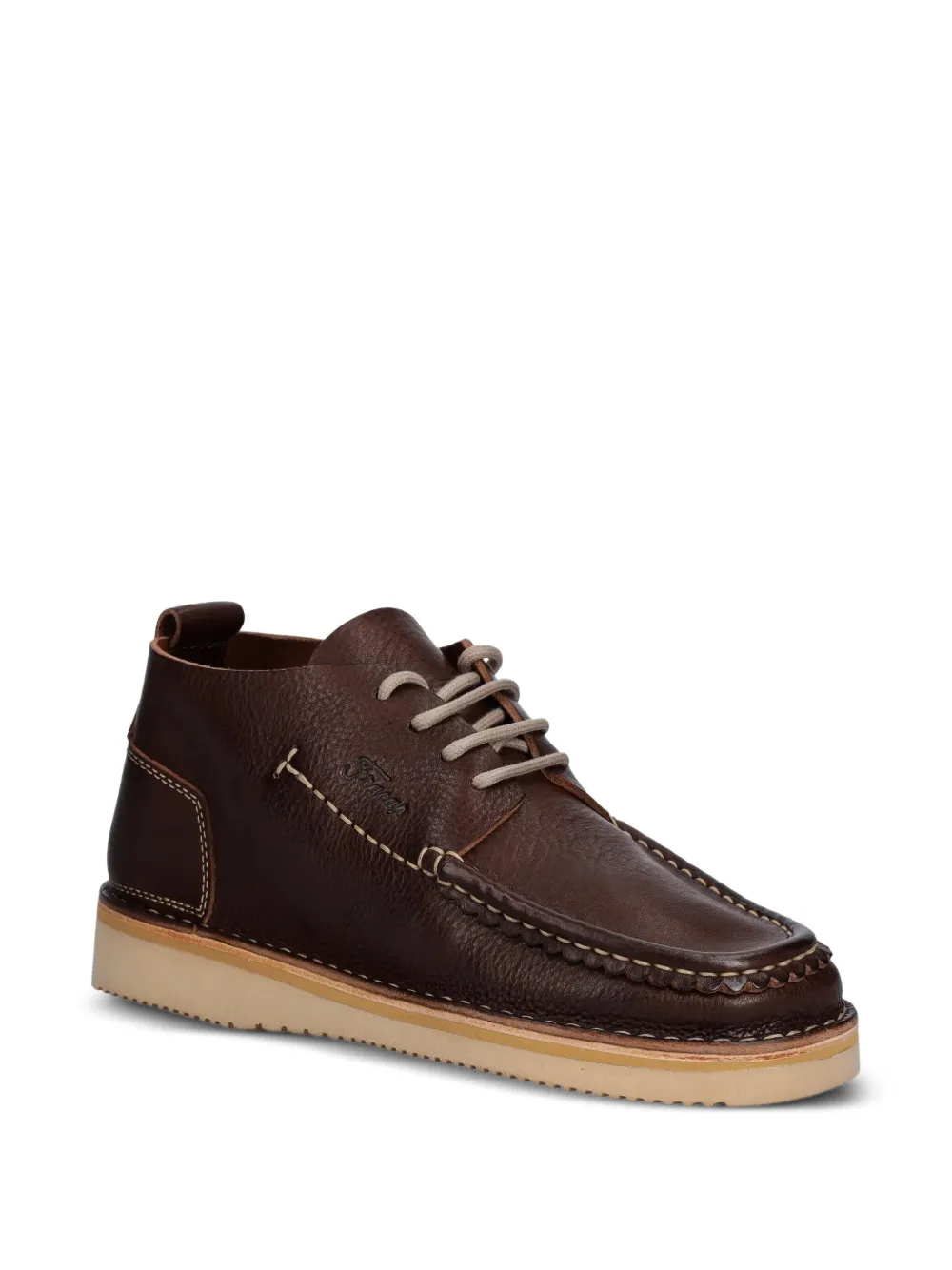 Fracap Leather Lace-up Moccasin Boots In Brown