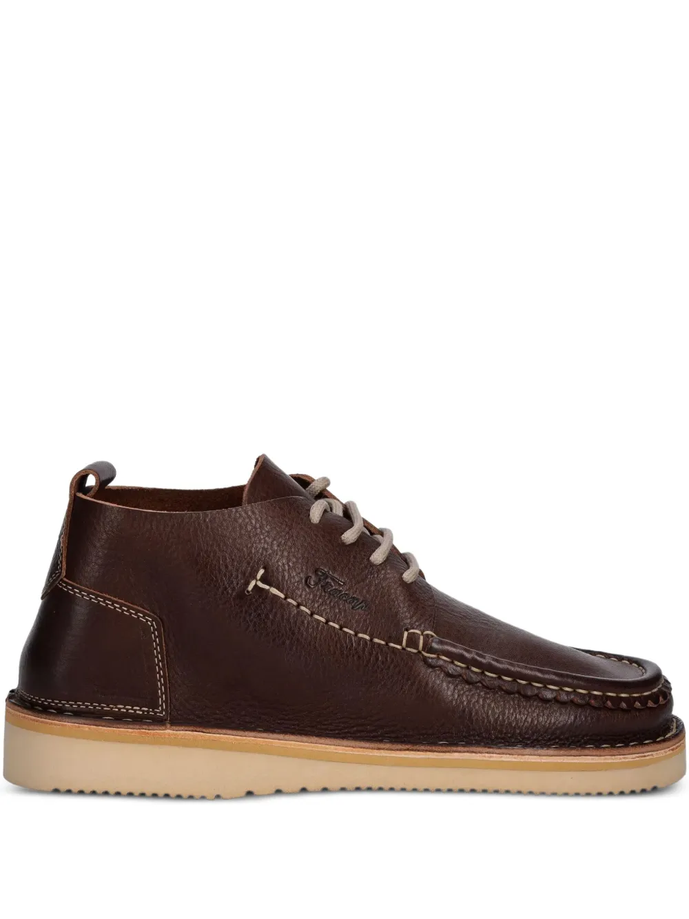 Fracap leather lace-up moccasin boots Brown