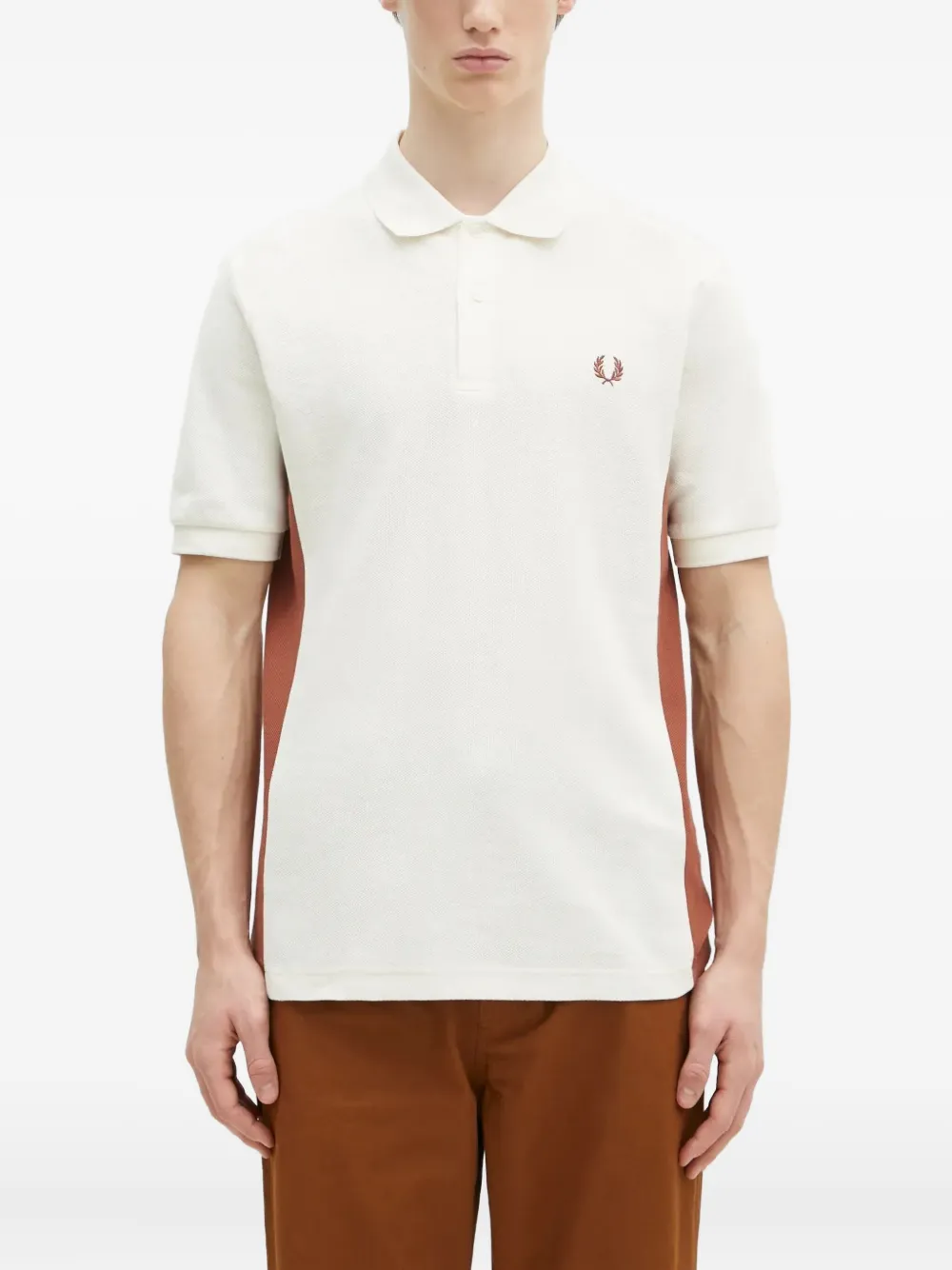 Fred Perry Panelled Polo Shirt In White