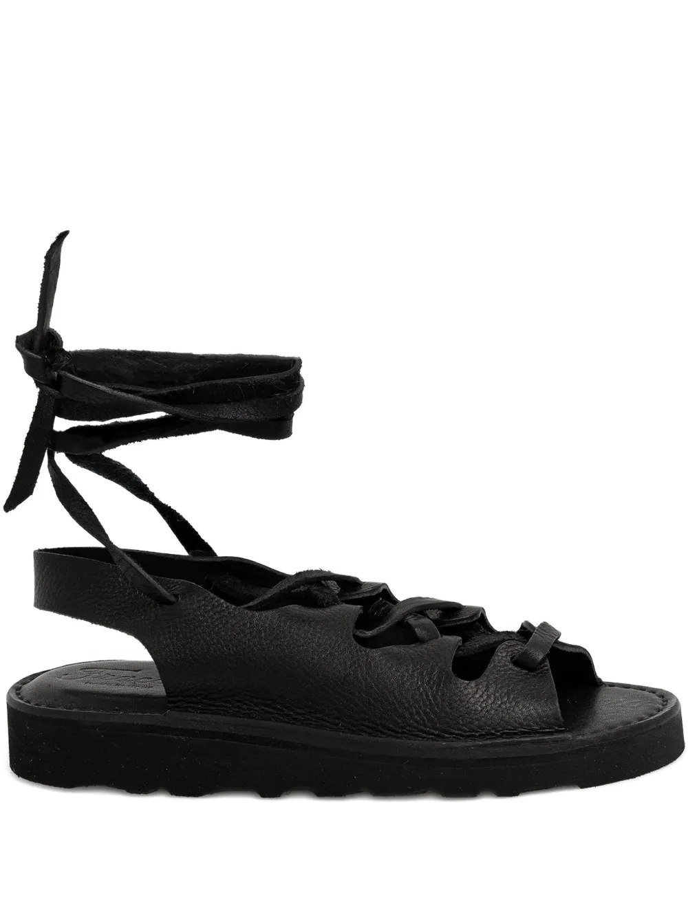 Fracap lace-up leather sandals Black