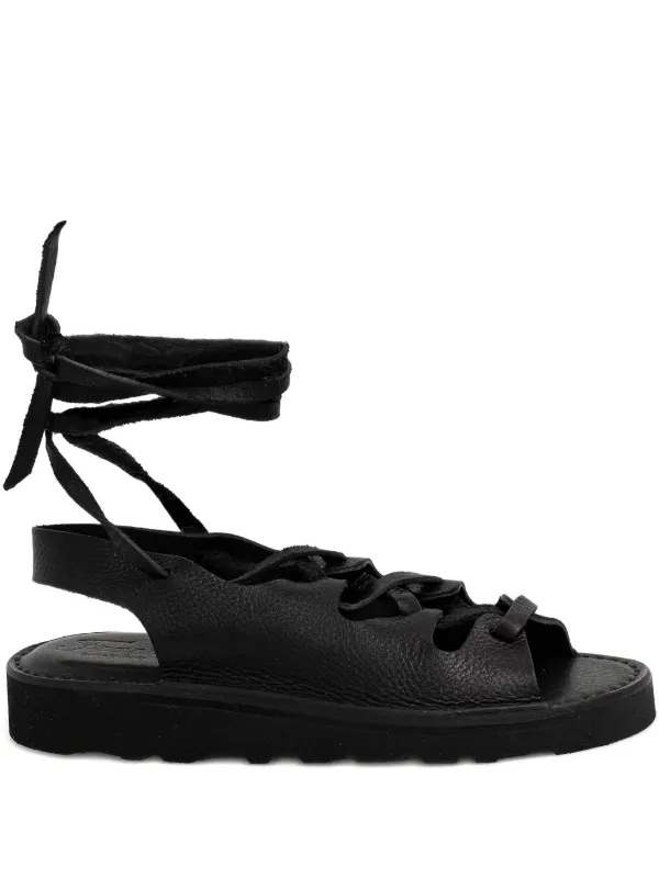 靴 Black Leather Lace-Up Sandals with Shark 31039731_60152596_600.jpg