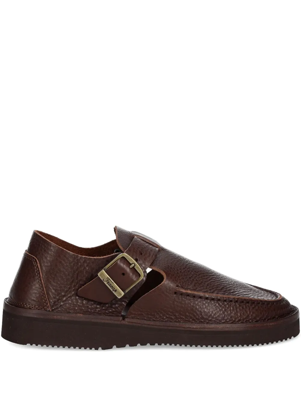 Fracap Buckle-detail Leather Loafers In Brown