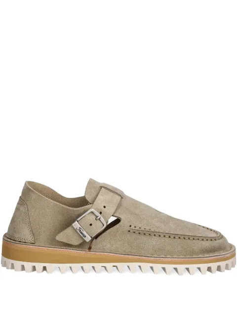 Fracap buckle-strap suede mules