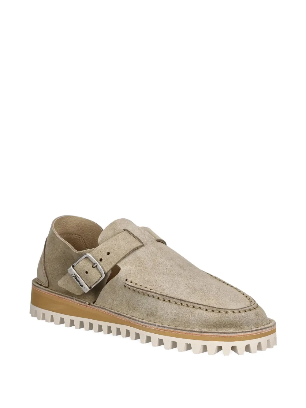 Fracap buckle-strap suede mules Neutrals