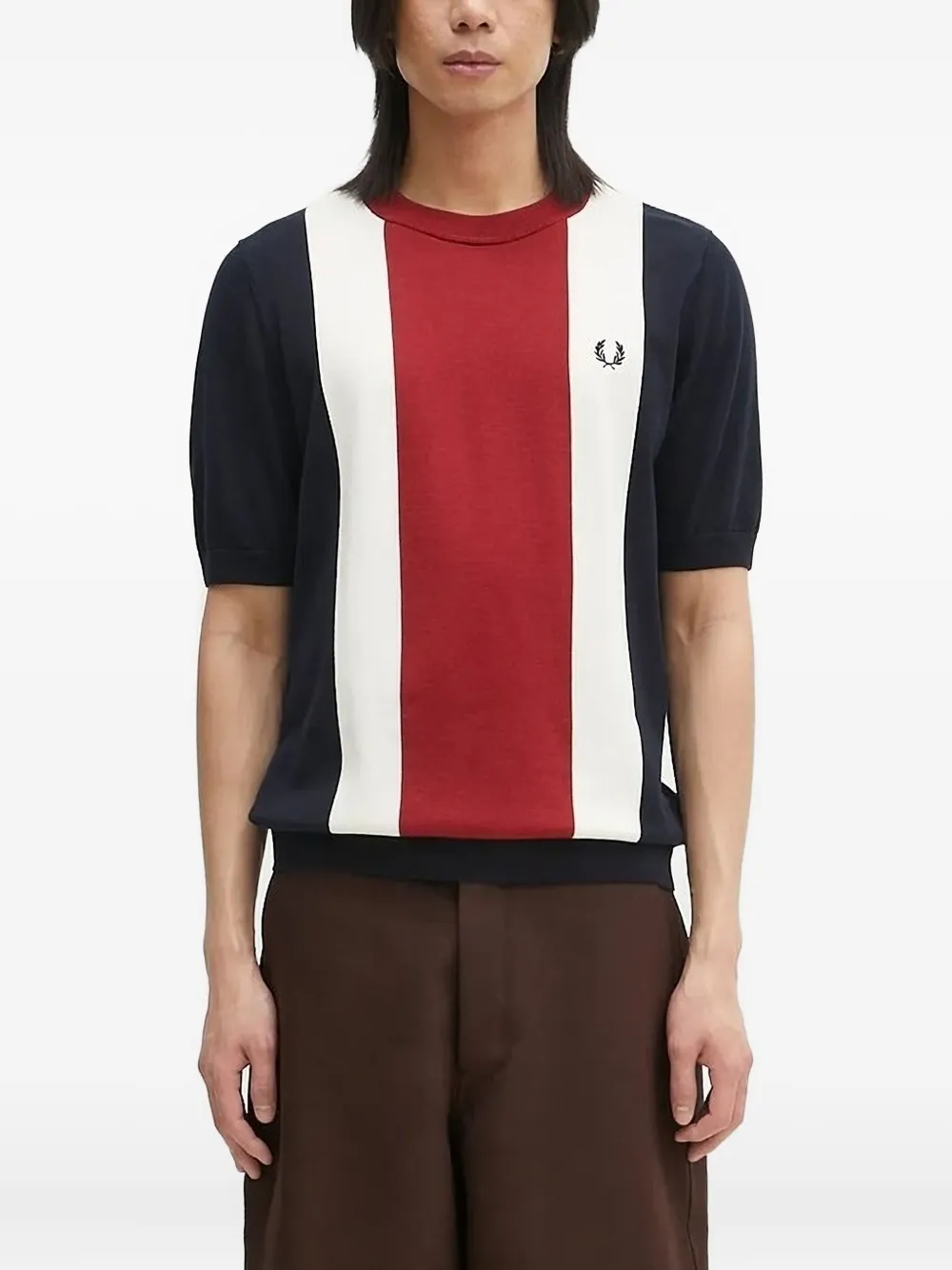 Fred Perry panelled short-sleeved T-shirt Blauw