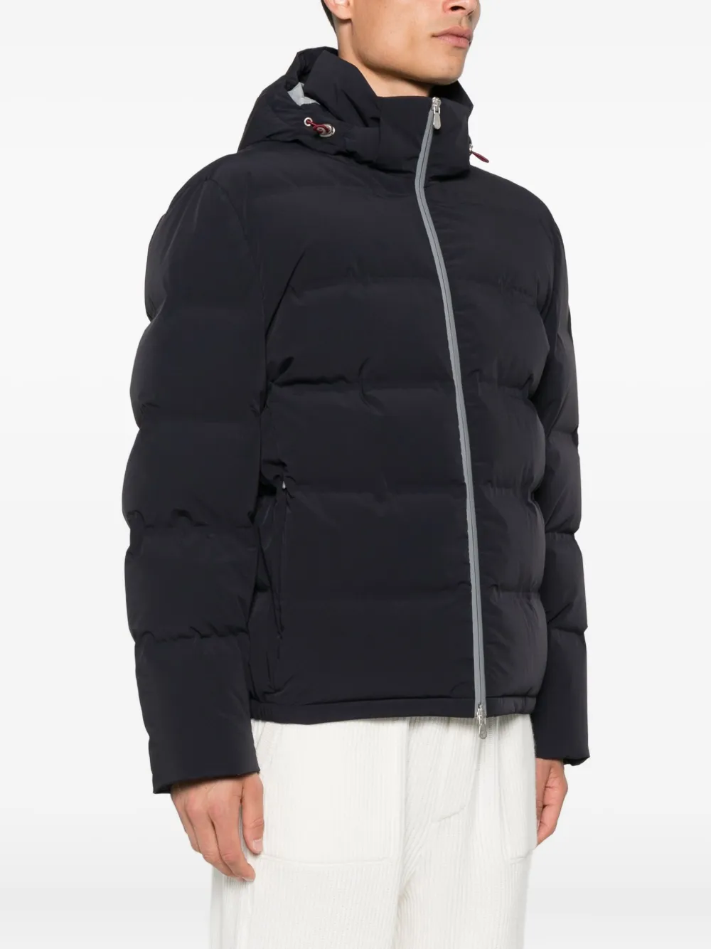 Brunello Cucinelli Gevoerd jack met capuchon Blauw