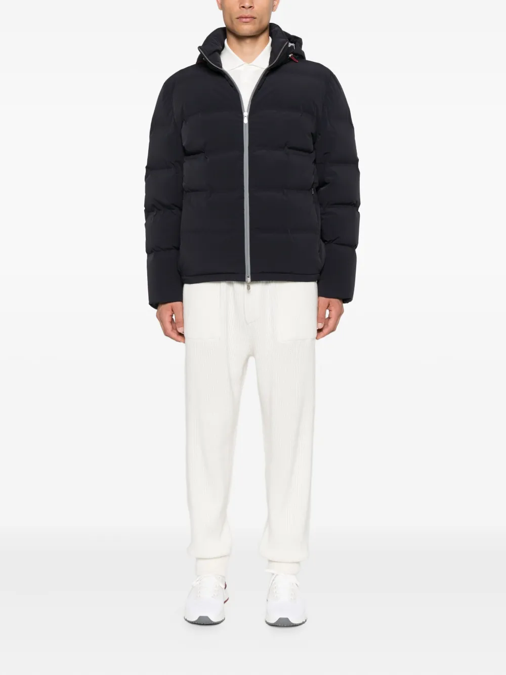 Brunello Cucinelli Gevoerd jack met capuchon Blauw