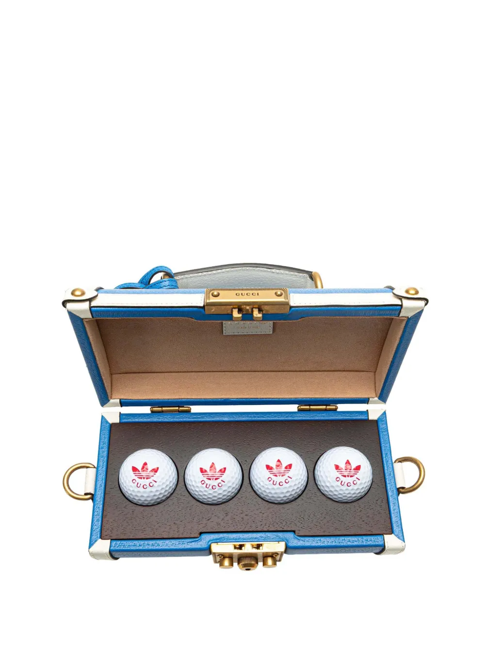 Pre-owned Gucci 2016-2025 Adidas Leather Golf Ball Case Satchel In Blue