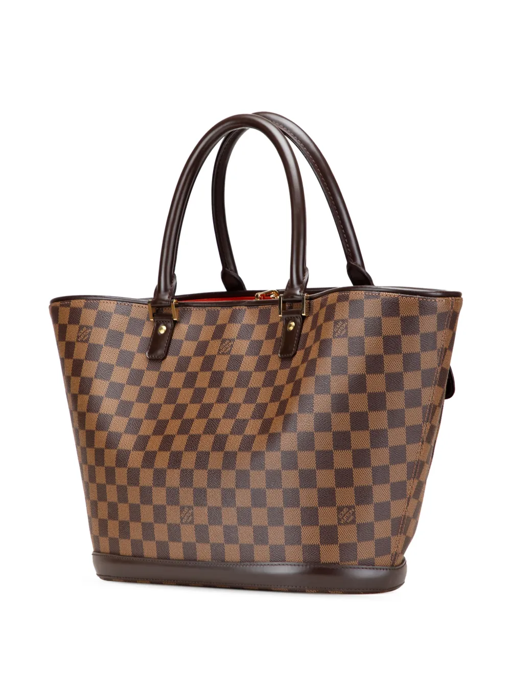 Pre-owned Louis Vuitton 2003 Damier Ebene Manosque Gm Tote Bag In Brown