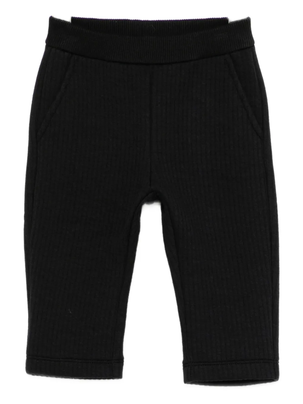 Emporio Armani Logo-embroidered Quilted Trousers In Black